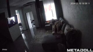 Russian married couple have sex on the sofa
