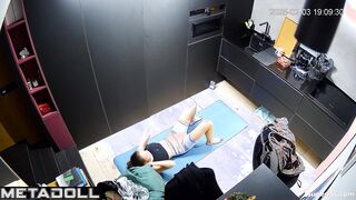 Ukrainian college girl does exercises