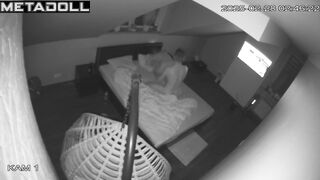Skinny Swedish brunette aunt masturbates while watching group sex porn