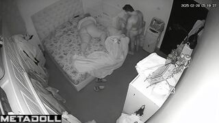 Real mature couple fuck wildly in their bed hidden IP cam