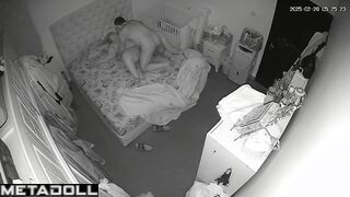 Real mature couple fuck wildly in their bed hidden IP cam