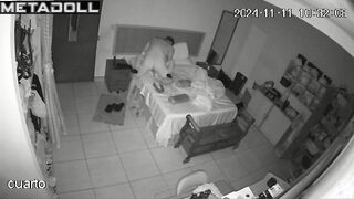 Naughty naked French brunette step-mom gives her husband a handjob HD