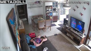 Naughty Portuguese brunette teacher rubs her pussy while watching spanking porn