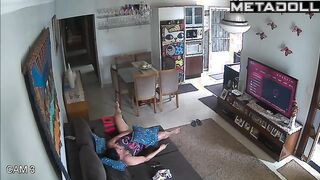 Naughty Portuguese brunette teacher rubs her pussy while watching spanking porn