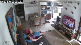 Naughty Portuguese brunette teacher rubs her pussy while watching spanking porn
