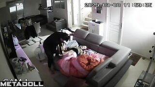 Horny Spanish brunette student girl gets fucked while watching porn spy cam