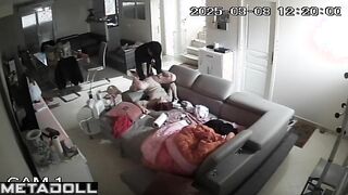 Horny Spanish brunette student girl gets fucked while watching porn spy cam