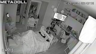 Fat blonde wife is masturbating while watching porn voyeur IP cam