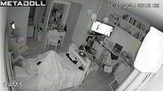 Fat blonde wife is masturbating while watching porn voyeur IP cam