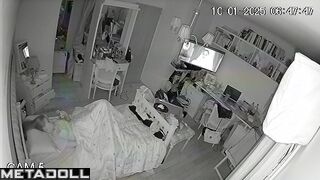 Fat blonde wife is masturbating while watching porn voyeur IP cam