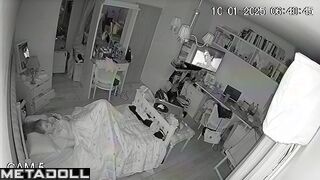 Fat blonde wife is masturbating while watching porn voyeur IP cam