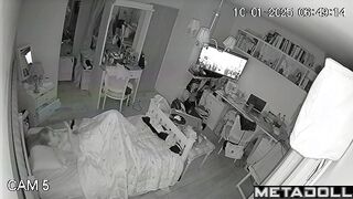 Fat blonde wife is masturbating while watching porn voyeur IP cam