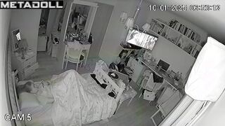 Fat blonde wife is masturbating while watching porn voyeur IP cam