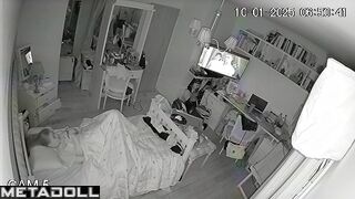 Fat blonde wife is masturbating while watching porn voyeur IP cam