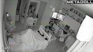 Fat blonde wife is masturbating while watching porn voyeur IP cam