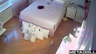 Tanned British girl naked in her room