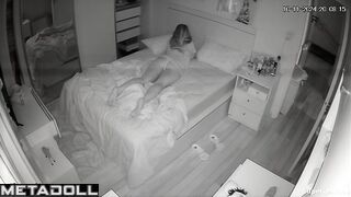 Cute American girl in panties watches porn