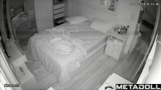 Cute American girl in panties watches porn