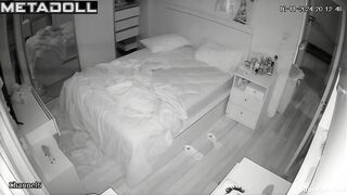 Cute American girl in panties watches porn
