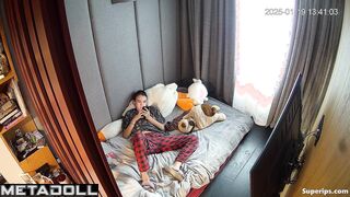 Ukrainian girl masturbates in pajamas
