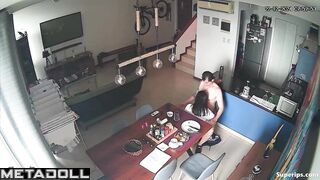 Petite girl gets fucked on the table
