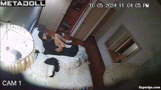 Latina girl masturbates while talking to herself