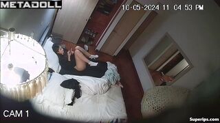 Latina girl masturbates while talking to herself