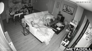 Amazing British new couple fuck in their messy room hidden IP camera