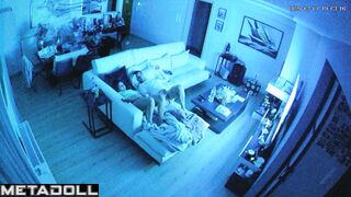 Amazing British new couple fuck in their messy room hidden IP camera