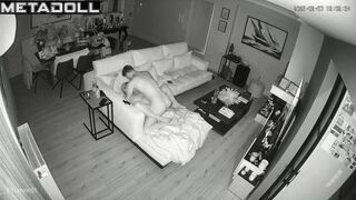 Amazing British new couple fuck in their messy room hidden IP camera
