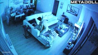 Amazing British new couple fuck in their messy room hidden IP camera