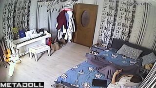 Innocent brunette doctor rubs her vagina hidden IP cam