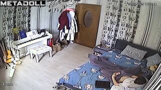 Innocent brunette doctor rubs her vagina hidden IP cam