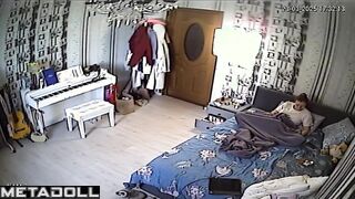 Naked brunette doctor is masturbating her hairy pussy for you