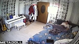 Naked brunette doctor is masturbating her hairy pussy for you