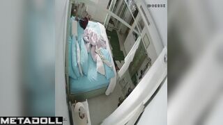 Sweet Spanish brunette babysitter rubs her pussy while thinking about parody porn