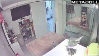 Latina college girl in her room