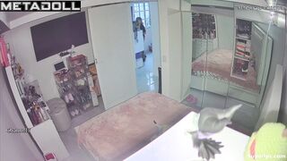 Latina college girl in her room