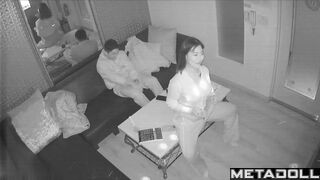 Drunk Korean couple fuck on the floor