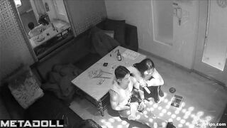 Drunk Korean couple fuck on the floor