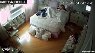 Beautiful college girl changes her clothes