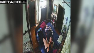Naughty naked English brunette mature mom gives her husband a sloppy blowjob voyeur cam