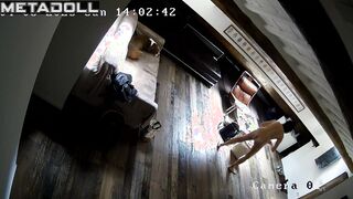 Daily routine of Finnish brunette student girl in the bedroom hidden cam