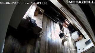 Daily routine of Finnish brunette student girl in the bedroom hidden cam