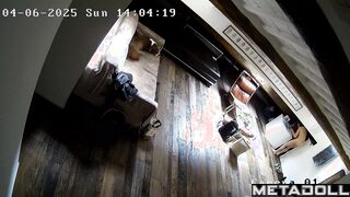 Daily routine of Finnish brunette student girl in the bedroom hidden cam