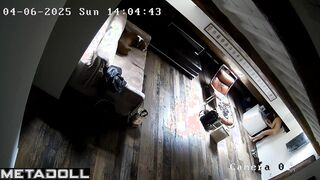 Daily routine of Finnish brunette student girl in the bedroom hidden cam