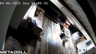 Daily routine of Finnish brunette student girl in the bedroom hidden cam