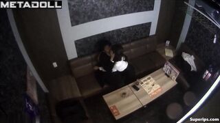 Korean drunk couple groping each other