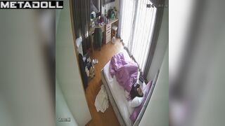 Single brunette babysitter has multiple orgasms voyeur IP cam