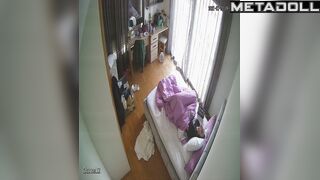 Single brunette babysitter has multiple orgasms voyeur IP cam